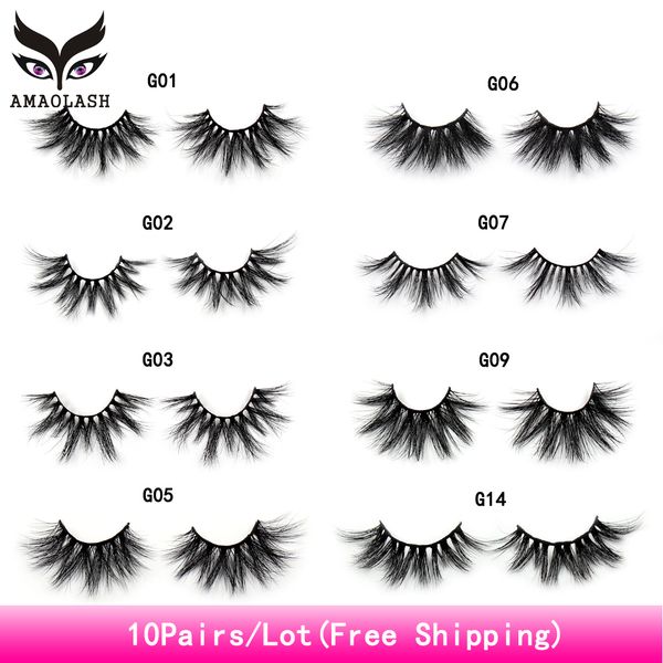 

amaolash 10pairs/lot 25mm lashes 3d mink eyelashes high volume crisscross dramatic long eye lashes fluffy soft false eyelashes