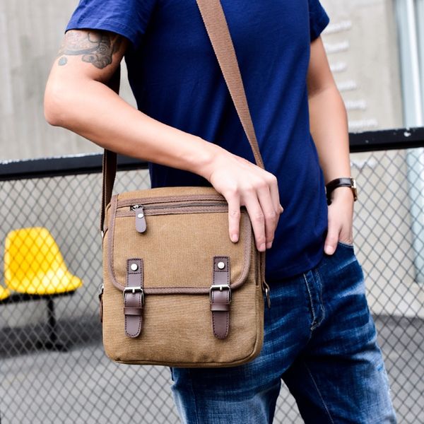 

retro shoulder bag canvas trend multi-function large capacity men's business bags mens travel school retro zipper shoulder bag