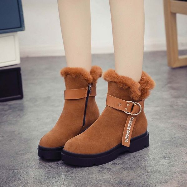 

warm ankle boots for women casual platform rubber synthetic leather plus velvet keep warm winter women shoes bottes femme, Black