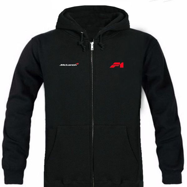 

autumn mclaren logo brand male long sleeve solid hoodie zipper sweatshirts hoodie, Black