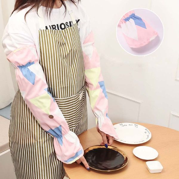 

women cleaning sleeve oversleeve household antifouling waterproof geometric arm