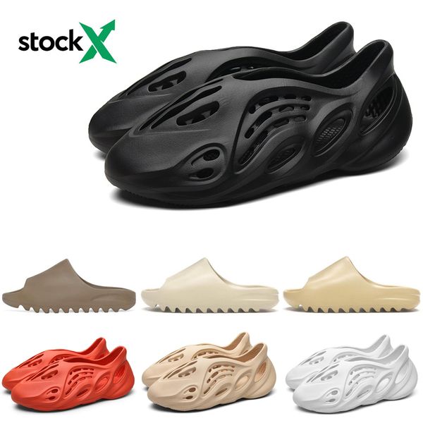 

new arrival kanye west slipper men women slide bone earth brown triple white slide resin designer shoes sandals foam runner size 36-45, Black