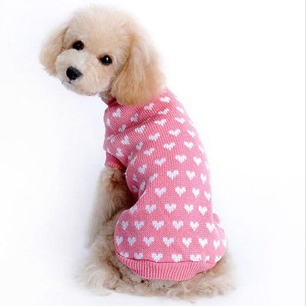 

pet pink heart clothes dog costumes cat coat apparel cute puppy knit sweater