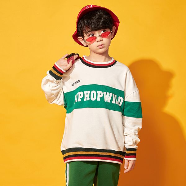 

vestido hip hop boys costume green suit long sleeve pant steet dance clothing school group dance ropa hip hop kids bl1954, Black;red