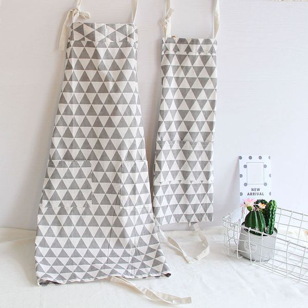 

1 pcs grey geometric pattern apron woman men children bibs home cooking baking shop cleaning apron kitchen accessory 46101
