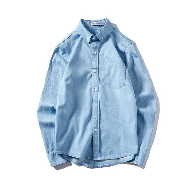 

loldeal men's denim work shirt slim turn-down collar solid color shirts trend men's 100% cotton long-sleeved shirt -3xl, White;black
