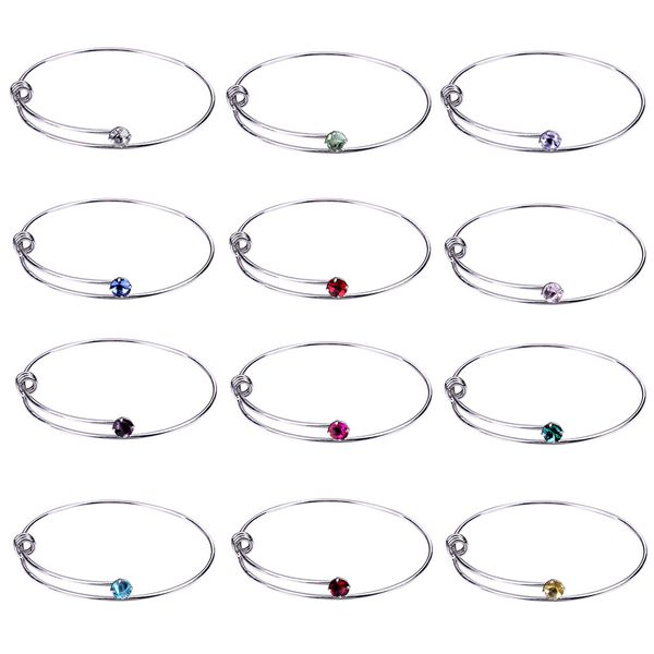 

lql fashion birthstone bracelet colorful bangle adjustable expandable wire colorful crystal bracelets bangles for women drop ship kka6202, Black