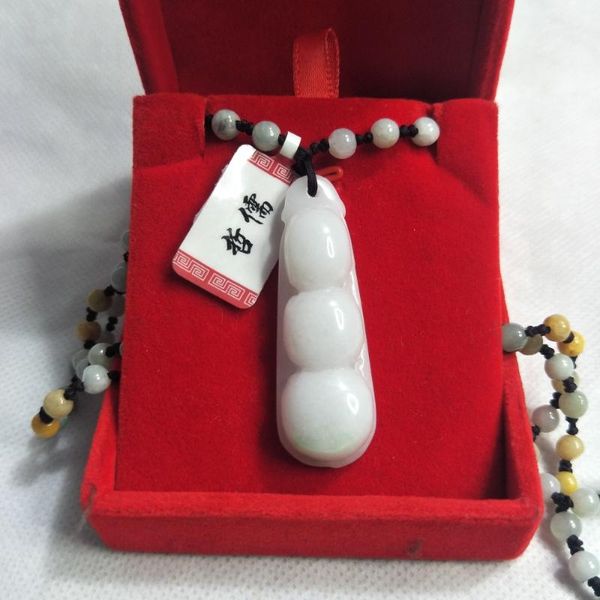

zheru jewelry pure natural jadeite two-color good luck pea pendant three-color jadeite necklace necklace a class national certif, Silver