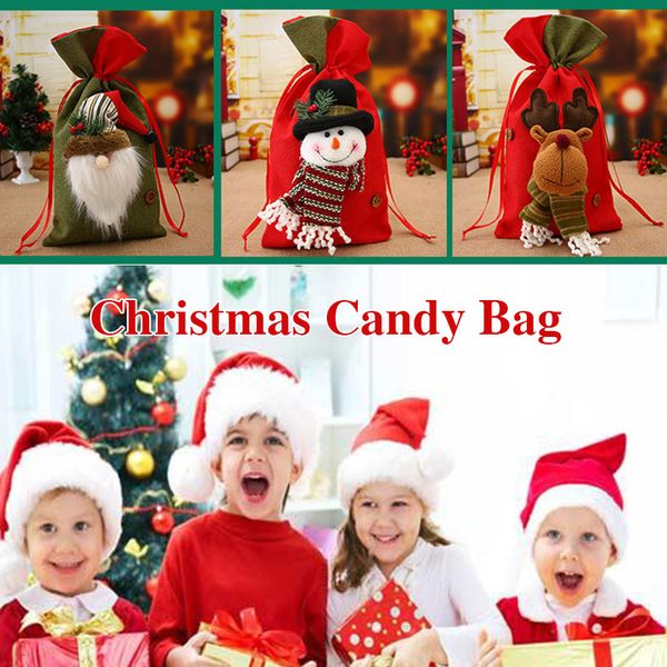 

christmas gift drawstring bag sack snowman festival gift candy bag decoration