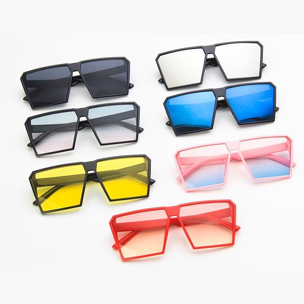 

классические квадратные очки девочки мальчики красочные зеркало дети очки вогнутая форма личность anti-uv street удар kid 2020 новый zwsqi, Blue