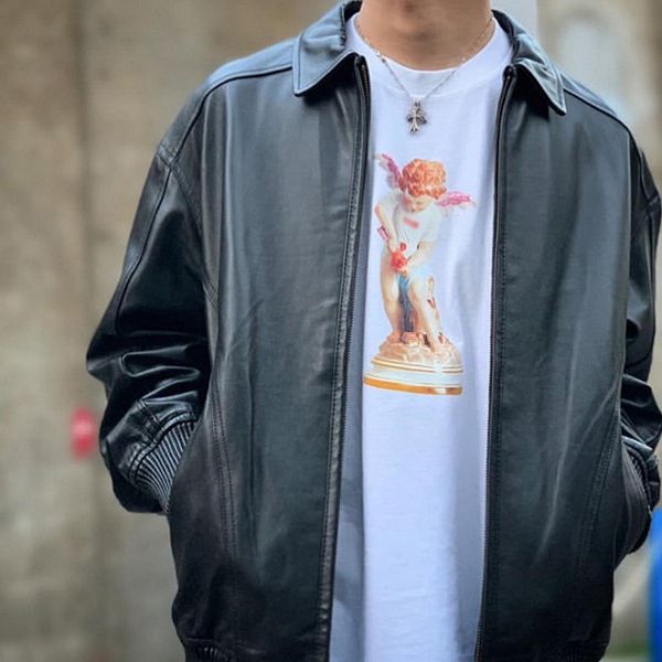 

box logo men's 20ss luxury designer t-shirt 19ss cupid tee cupid angel short-sleeved t-shirt black white gray baolan red s m  xl, White;black