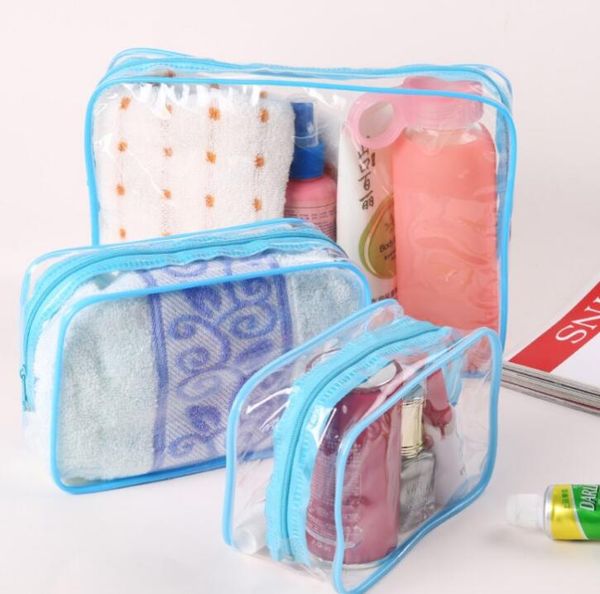 

3pcs/set women transparent cosmetic bag organizer set pvc travel makeup bag bath toiletry wash beauty storage pouch case