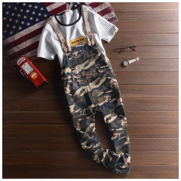 

men's pants xia xin overalls male casual camouflage japanese siamese slim feet suspenders, Black