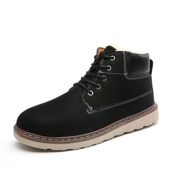 

winter boots work shoes men winter ankle boots lovers casual botas men warm snow, Black