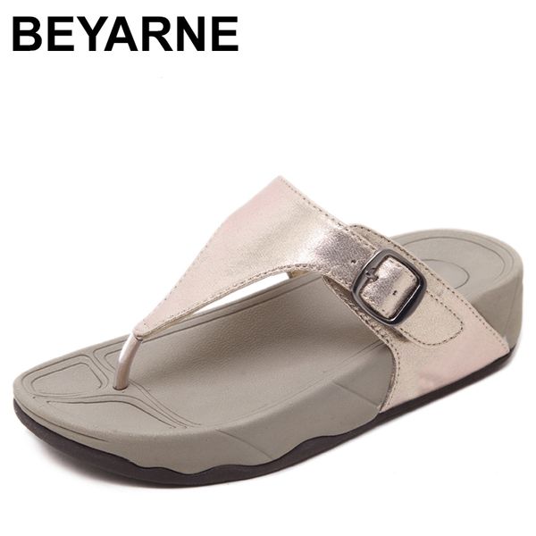 

beyarne preppy style student women slippers thong t strap sandals thick bottom light sole platform wedge heel shoes woman slides, Black