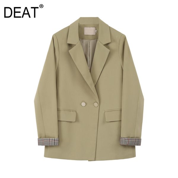 

deat] women double breasted temperament blazer new lapel long sleeve loose fit jacket fashion tide spring autumn 2020 13p486, White;black