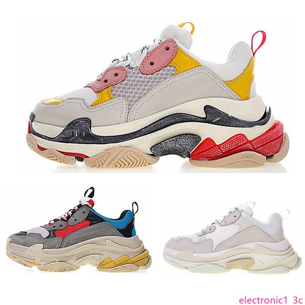 

новый тройной sshoes мужчина женщина тапки обувь смешанные цвета толстый каблук дедушкой папа обувь тренер triple-черный, Black;green