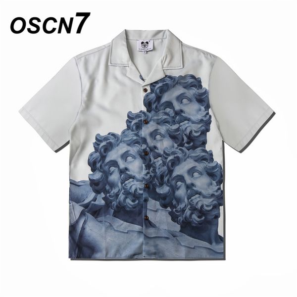 

men's casual shirts oscn7 printed short sleeve shirt men street 2021 hawaii beach oversize women fashion harujuku for csd23, White;black