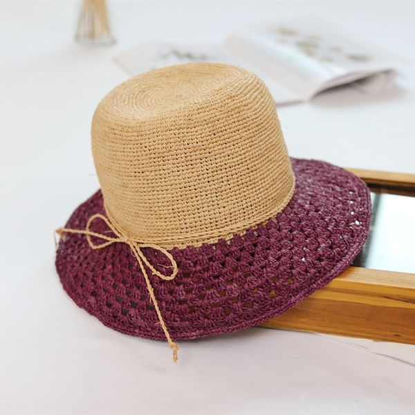 

huaqiao summer fine crochet lafite straw female color-connected hollow edge sun straw sun dome hat sunshade sunscreen hat, Blue;gray