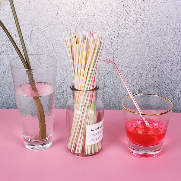 

100pcs colorful plastic curved bend drinking straw extra long cocktail weeding birthday party drinking straw kitchen bar tools