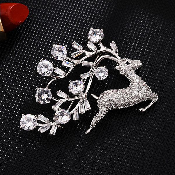 

broche оптовая 2019 новая женщина олень пятнистый олень медь брошь роскошные пальто платье украшения пряжка pin темперамент подарок роскошь, Gray
