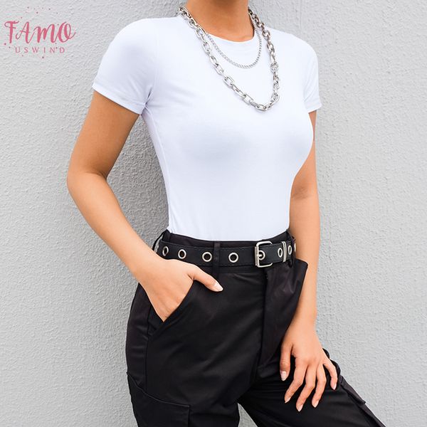 

casual solid fitness basic summer bodysuit women short sleeve body rompers womens jumpsuit 2019 black white bodysuits