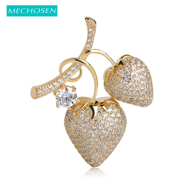 

mechosen cubic zirconia cherry brooches for women full crystal copper brooch pins clothes hat dress clips wedding jewelry, Gray