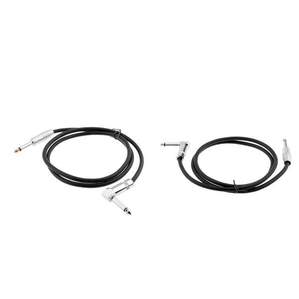 

2pcs 1/4 inch to 1/4 inch 6.35mm jack straight to right angle cable 1meter