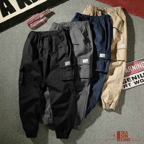 

mens casual pants loose cargo pants male camouflage cotton trousers pencil gzk harem pants hip hop outwear casual men, Black