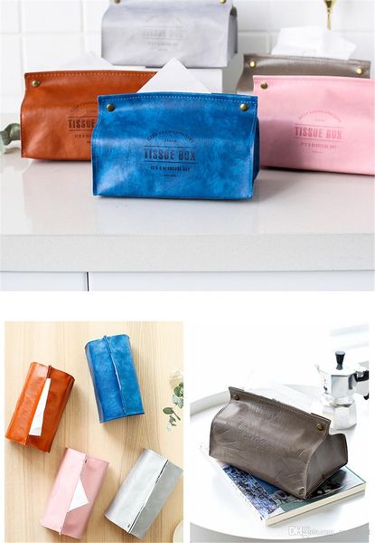 

pu leather tissue box letter pineapple pattern foldable napkin holder rectangle home kitchen paper holder storage box