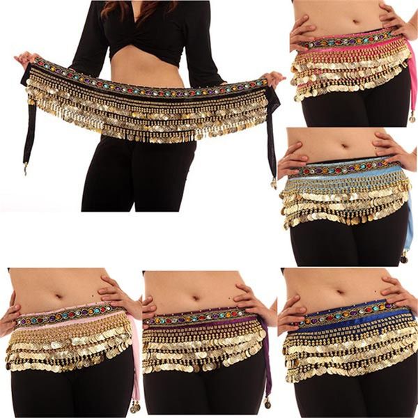 

women belly dance 2018 dance hip scarf wrap bellydance coin belt velvet tribal costume danza del vientre belly gypsy wings, Black;red