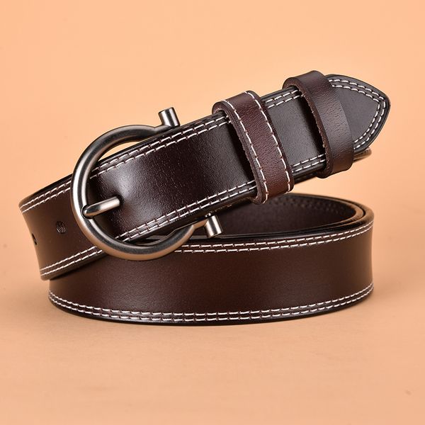 

fashion women's genuine leather belts novelty pin buckle retro style belt for women accessories 2.8cm w zk-065, Black;brown