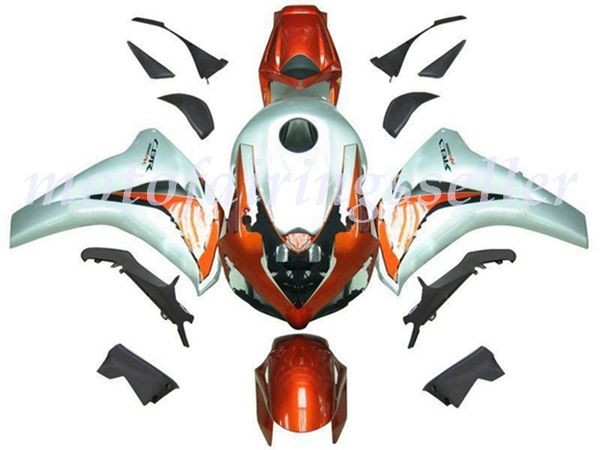 

oem quality new abs full fairings kits fit for honda cbr1000rr (2008 2009 2010 2011) cbr1000rr 08 09 10 bodywork set orange metallic silvery