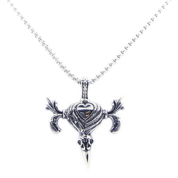 

2018 sharp sword pendant 316l stainless steel fashion soild silver cool heart special pendant, Black