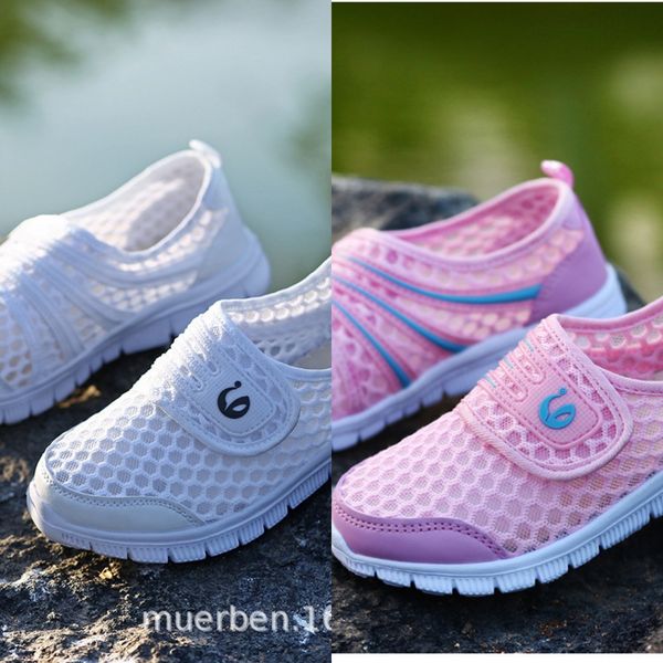 

breathable mesh magic shoes outdoor leisure sports children's shoes male and female children's magic sticker hollow mesh cloth sin, Black