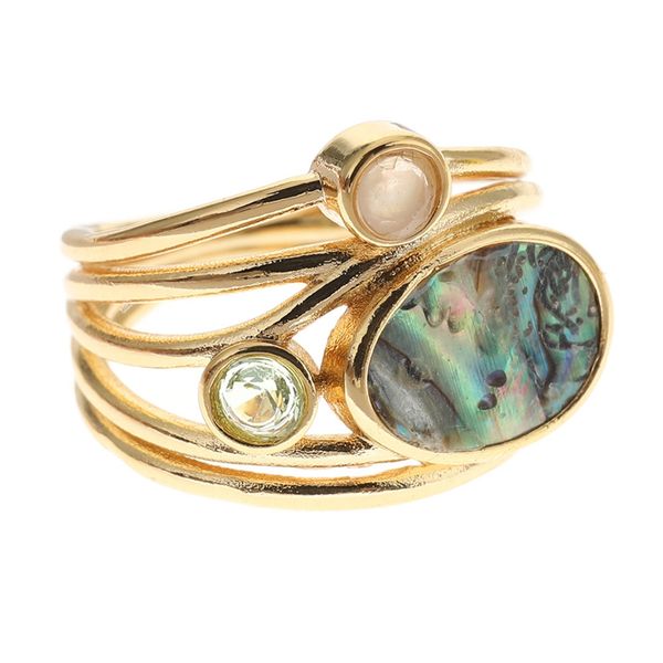 

vintage antique colorful oval shell finger ring band ring for women female statement boho beach jewlery gift, Slivery;golden