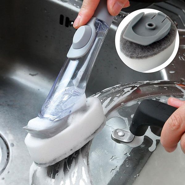 

handle pot brush dish bowl washing cleaning brush soap dispenser kitchen sink scrubber automatic sponge dishwasher brush
