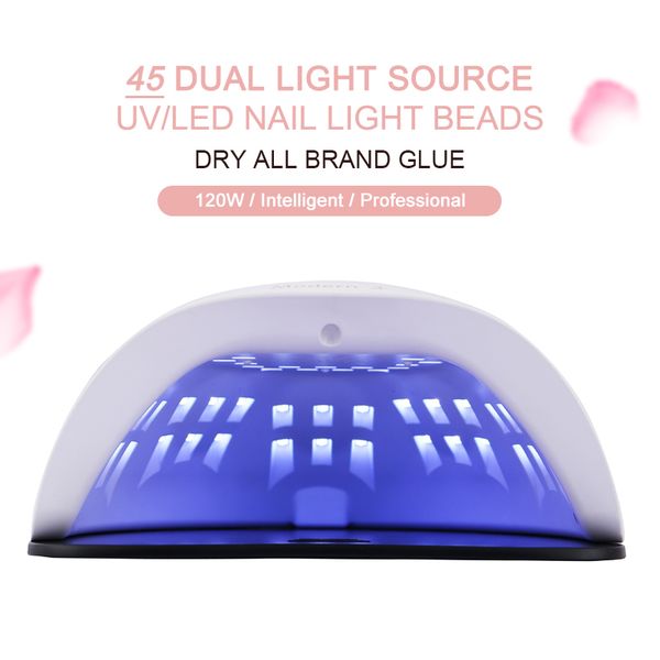 

120w современной 3 uv led лампы для ногтей сушилки для всех гелей 45 светодиодов польского sun light таймер 10/30/60 / 99s для ногтей лампы