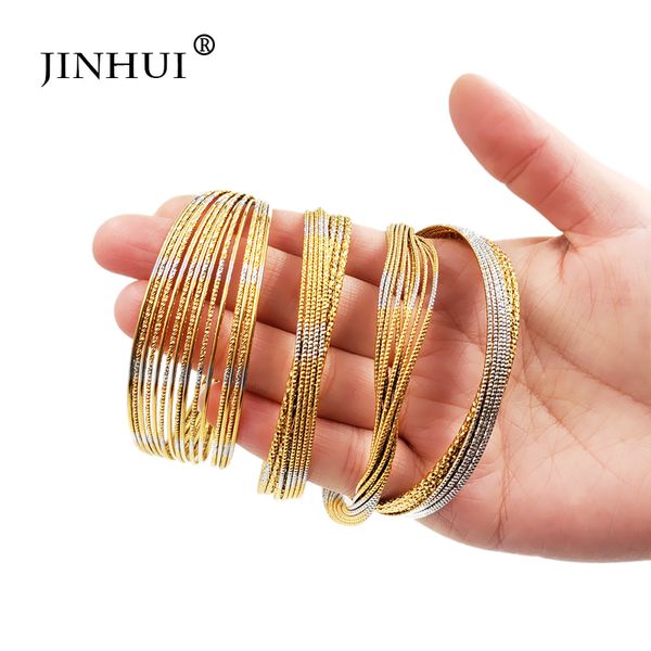 

jin hui luxury fashion gold silver color bracelets for women dubai wedding jewelry bangles african jewellery gifts resizable, Black