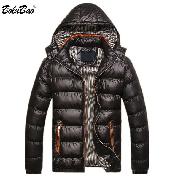 

bolubao 2018 новая зимняя куртка мужчины мода тепловое вниз хлопок ветровки мужские куртки с капюшоном вскользь марка теплое пальто мужские, Black