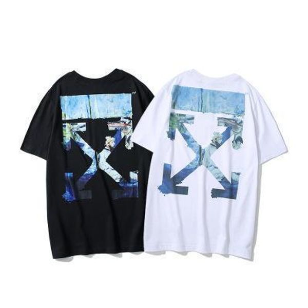 

summer ow white fashion t shirts 2020 monet oil painting short-sleeved couples men and women with the same wild half sleeve