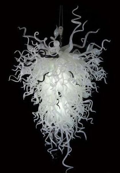 

modern crystal chandelier light 100% mouth blown borosilicate glass chandelier white glass led pendant light for living room art decoration