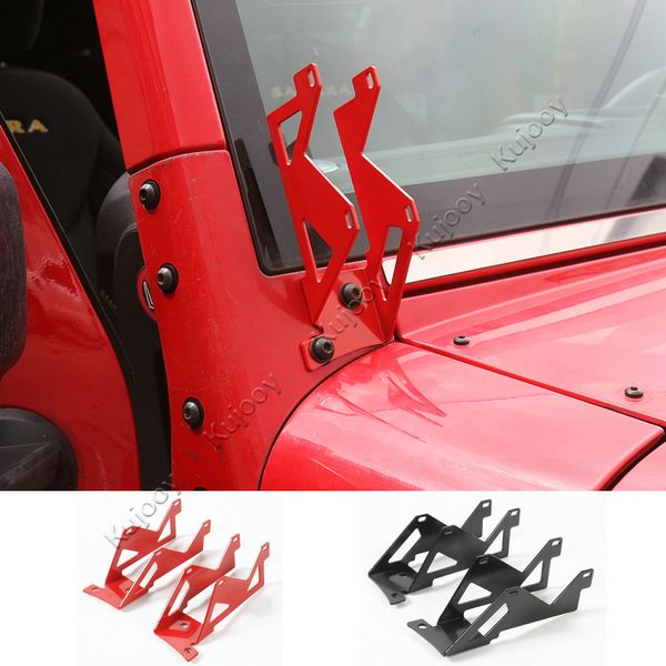 

new arrival black/ red pair a-pillars mounting metal dual a-pillar mount brackets for wrangler 2008-2016 car styling