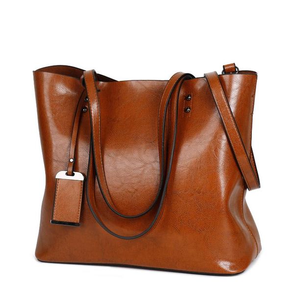 

new style women's fashion handbag oil wax leather women's shoulder handbag bag