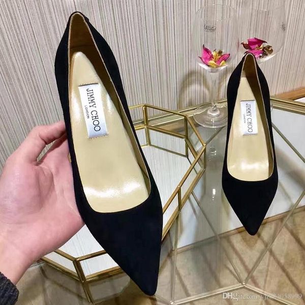

2019 spring high version of the new highheeled shoes, sheepskin face pointed womens shoes, high heels fashion high heels, ladies office qr, Black