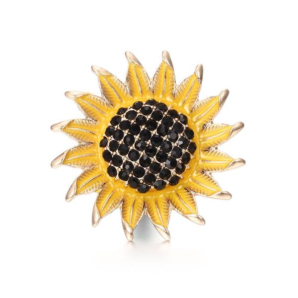 

10pcs/lot 18mm alloy sunflower fashion snap button bracelet charm rhinestone button ginger crystal snaps jewelry, Golden;silver