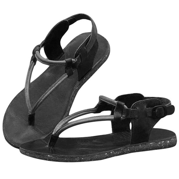 

plus size 34-44 sandals women pu flip flops casual shoes woman beading bukle strap sandale femme fashion flats, Black