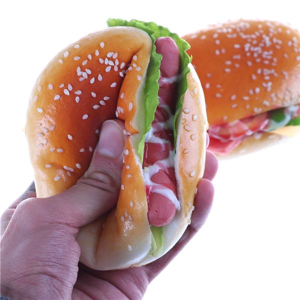 

toyzhijia 1pcs hamburger cake squeeze kawaii dog squishy slow rising stretchy charm cute bread strap kid toy gift