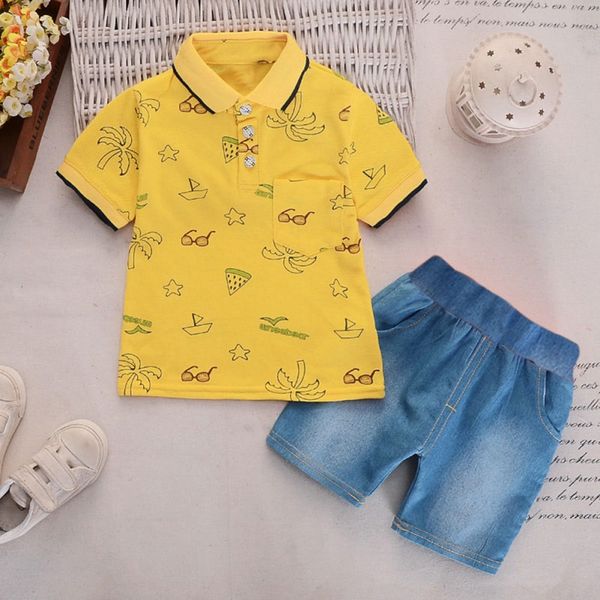 

baby boy clothes summer adorable leaves glasses printed short sleeve shirt blouse shorts casual outfits, White