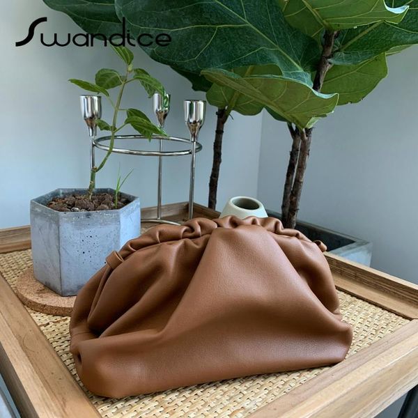 

real genuine leather soft cloud wrinkle pleated crossbody messenger shoulder bags clutch women female handbags purses 2019 pouch